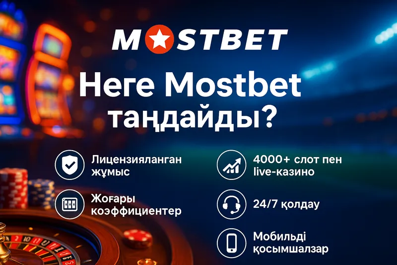 Рекламный баннер, показывающий преимущества платформы Mostbet